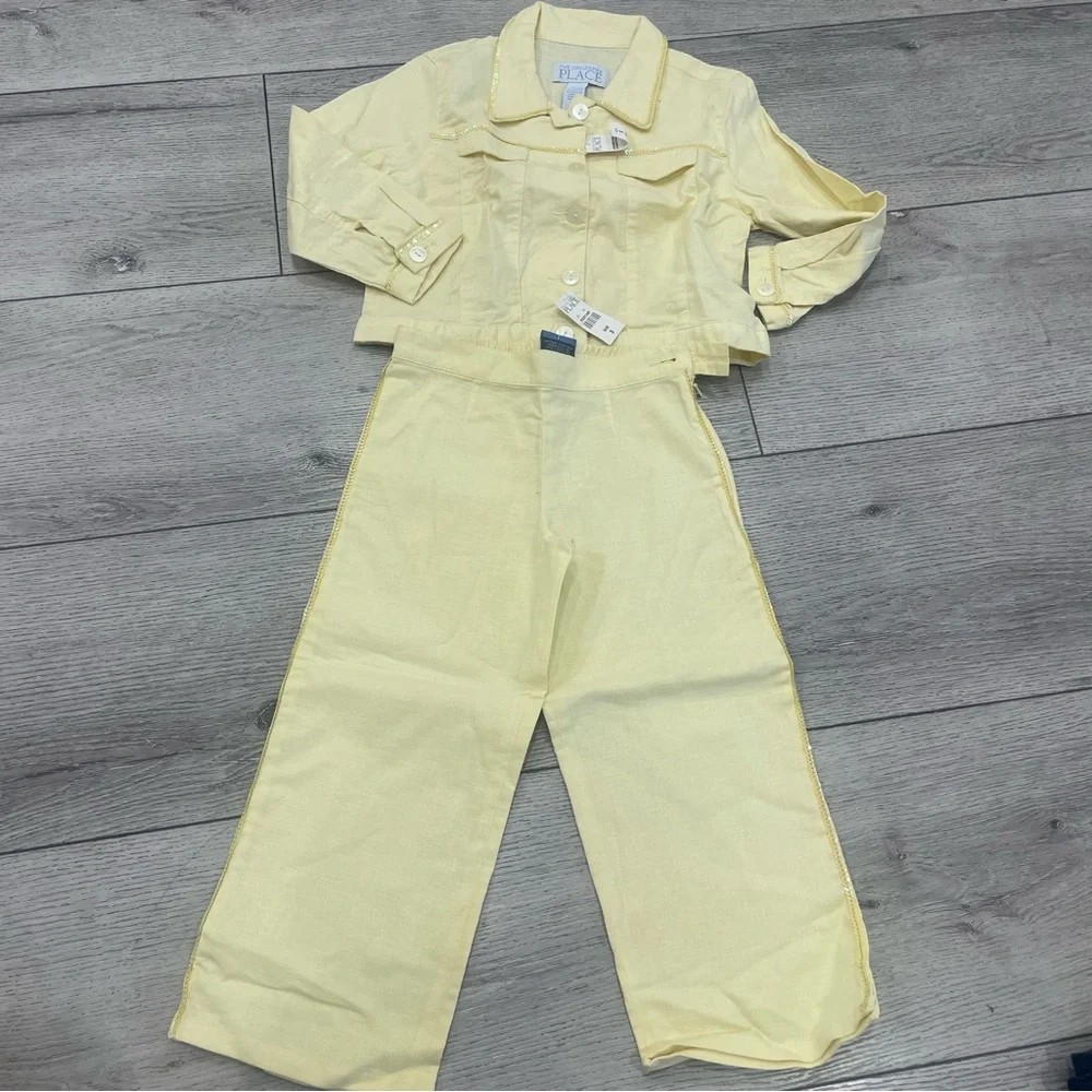 The Children's Place Light Yellow Wide Leg Set